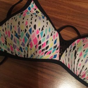 Rainbow and white bikini top size XS